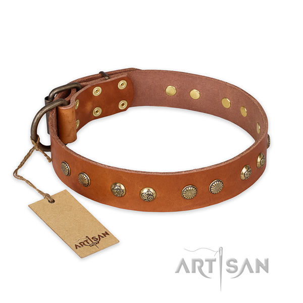 Awesome full grain leather dog collar with corrosion proof D-ring