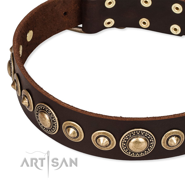 Soft to touch leather dog collar made for your attractive four-legged friend