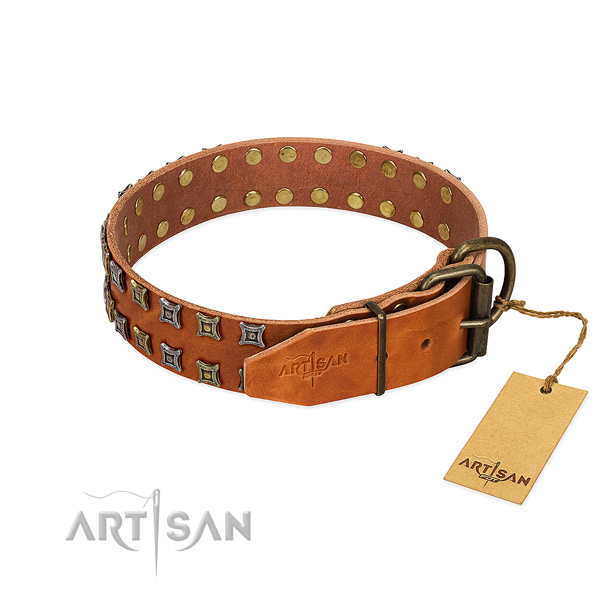 Best quality full grain natural leather dog collar created for your canine