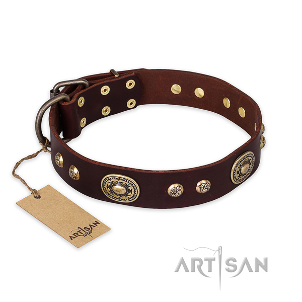 Top notch full grain leather dog collar for easy wearing