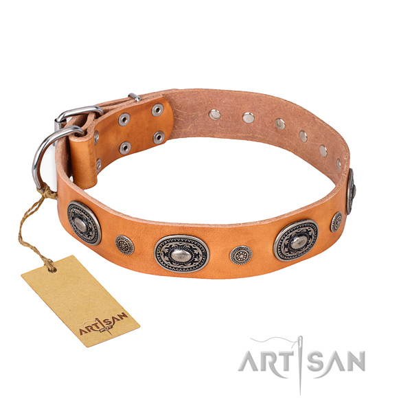 Soft to touch full grain leather collar made for your dog