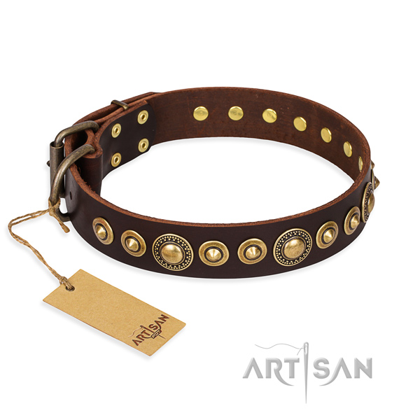 Soft to touch full grain genuine leather collar created for your doggie