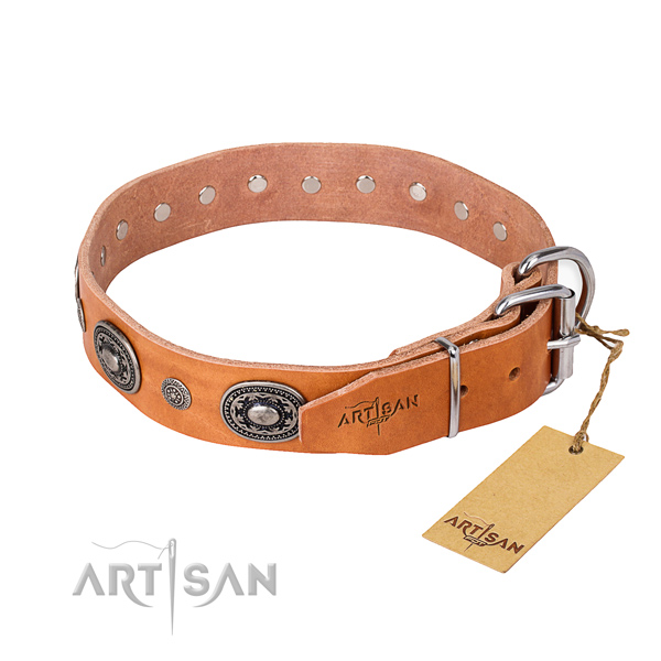 Flexible leather dog collar crafted for comfortable wearing