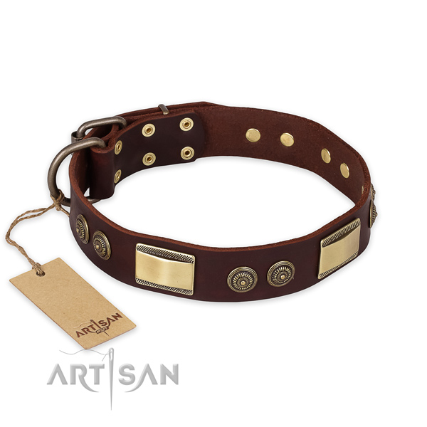 Stylish leather dog collar for comfy wearing