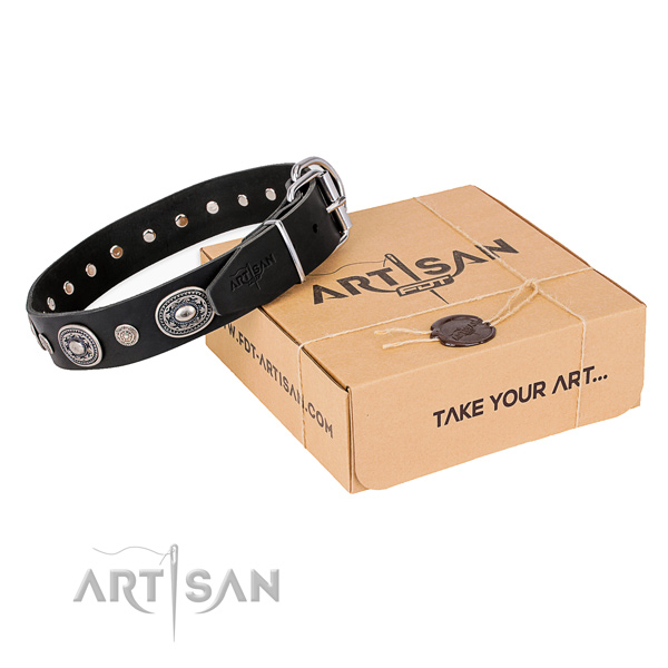 Top rate genuine leather dog collar handmade for daily use