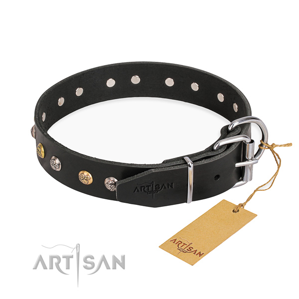 Best quality full grain leather dog collar created for comfy wearing