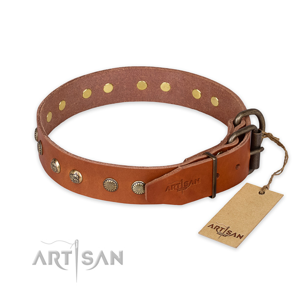 Durable fittings on full grain genuine leather collar for your impressive canine