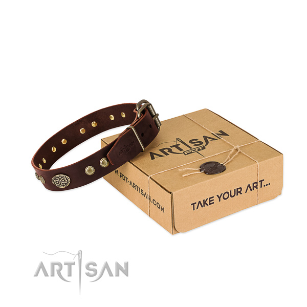 Rust-proof hardware on leather dog collar for your dog