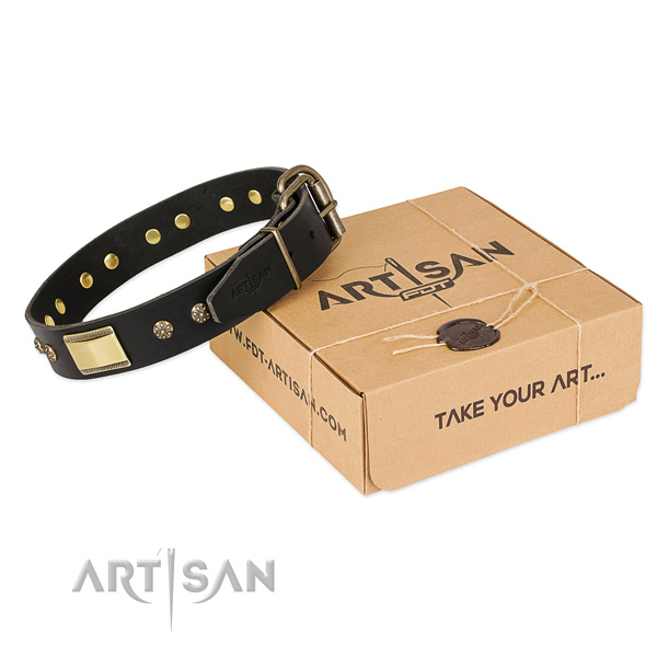Handcrafted full grain natural leather collar for your stylish dog