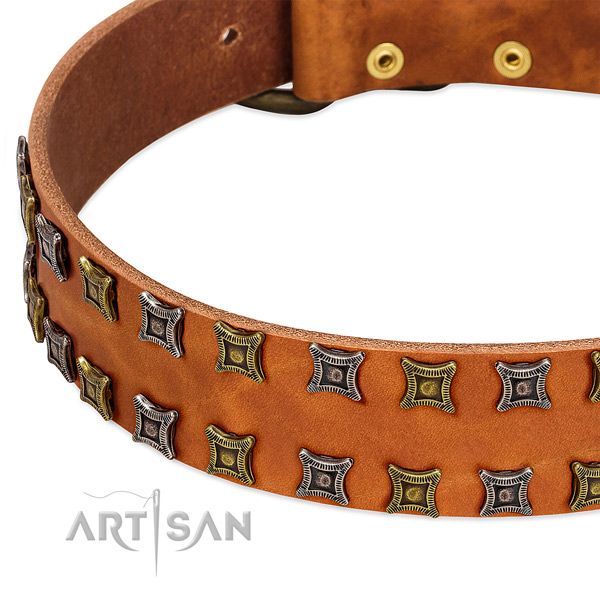 Soft full grain natural leather dog collar for your lovely pet