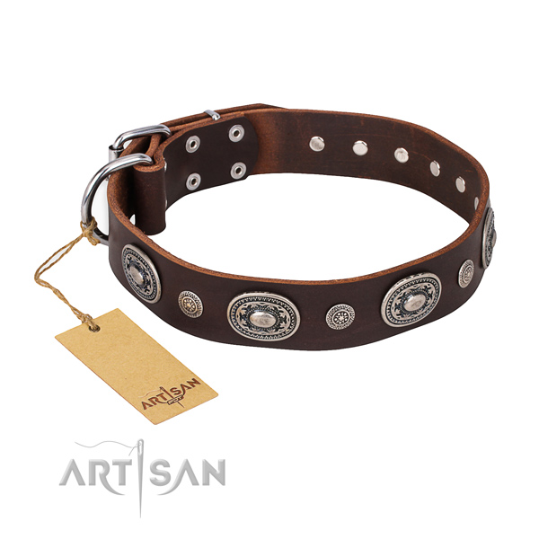 Soft full grain natural leather collar handmade for your canine