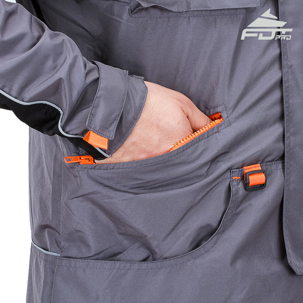 Grey Professional Design Dog Tracking Jacket with Durable Side Pockets