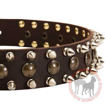 Dog leather collar durable and fashionable