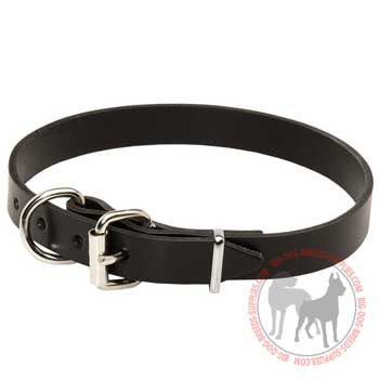 Dog leather collar with convenient buckle 