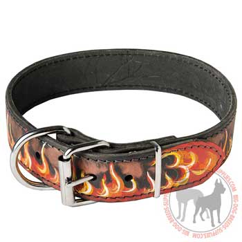 Wide Pit Bull Leather Dog Collar Adjustable Well-Fitted