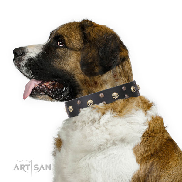 Moscow Watchdog fashionable genuine leather dog collar for daily use