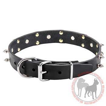 Leather Dog Collar with Nickel-plated Hardware