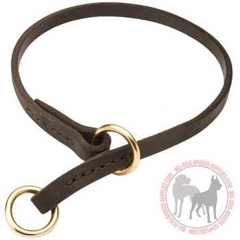 Silent in action leather choke collar