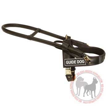  Leather Canine Harness with ID Patches for Guide Dogs