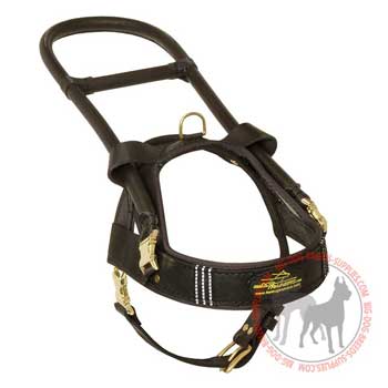  Leather Dog Harness with Reflective Stripes