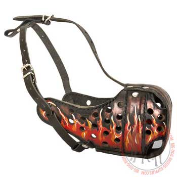 Dog Leather Muzzle with Holes for Ventilation