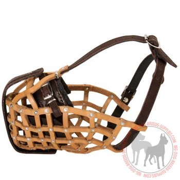 Dog leather muzzle with good air flow