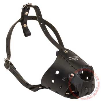 Leather dog muzzle for no bark training