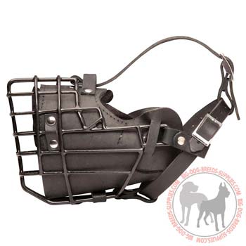 Metal cage dog muzzle leather padded 